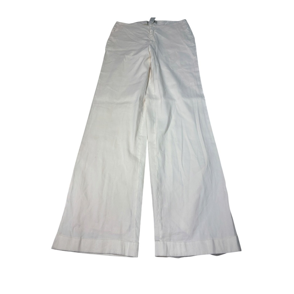 Banana Republic White Linen Blend Wide Leg Trousers Pants Women 0 W26 L31 Italy